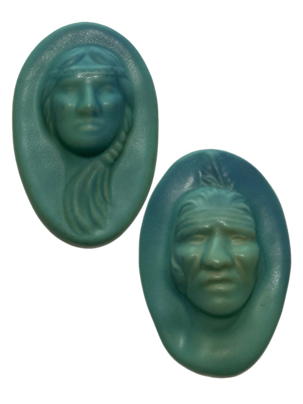 Van Briggle Figural Wall Plaques - Little Star and Big Buffalo